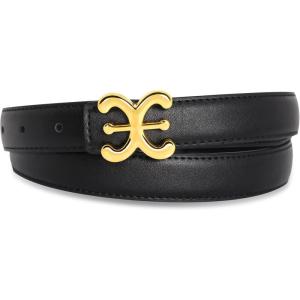 imageEXTREE Gold Buckle Belts for Women Fashion Waist Band Elegant Ladies Belt Gift for WomenIdeal for Dresses JeansBlack Belt Gold Buckle Design Style