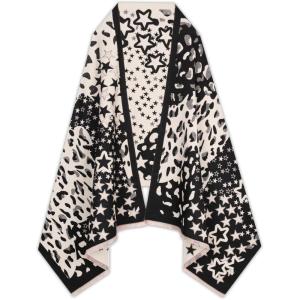 imageEXTREE Scarfs for Women Pashmina Silky Shawl Wrap for Evening Dressing Blanket Open Front Poncho CapeAjkbeigeblackstars