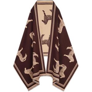 imageEXTREE Scarfs for Women Pashmina Silky Shawl Wrap for Evening Dressing Blanket Open Front Poncho CapeAjpburgundyhorses