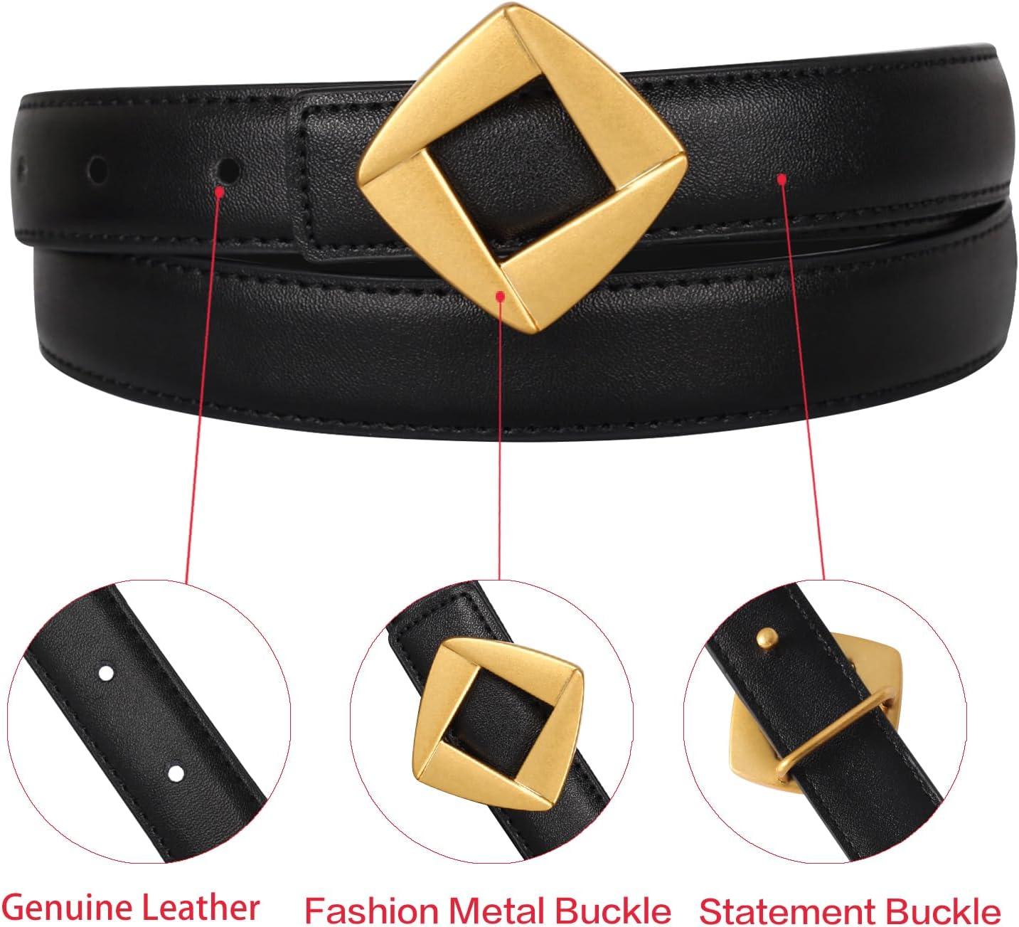 imageEXTREE Gold Buckle Belts for Women Fashion Waist Band Elegant Ladies Belt Gift for WomenIdeal for Dresses JeansGold Vintage Rhombus Bucklesecond Layer Cowhide