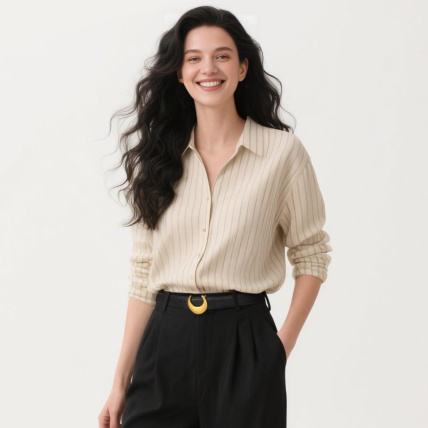 imageEXTREE Vintage Luxe Womens Belt Gold Buckle Design Ideal for Dresses Jeans Gift AccessoryVintage Matte Gold Hornshaped Moon Buckle