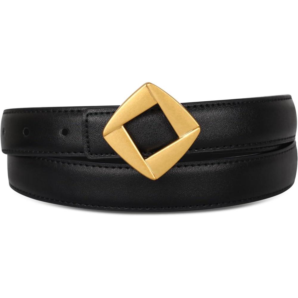 imageEXTREE Gold Buckle Belts for Women Fashion Waist Band Elegant Ladies Belt Gift for WomenIdeal for Dresses JeansGold Vintage Rhombus Bucklesecond Layer Cowhide