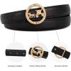 imageEXTREE Gold Buckle Belts for Women Fashion Waist Band Elegant Ladies Belt Gift for WomenIdeal for Dresses JeansBlack Belt Gold Circular Bucklesecond Layer Cowhide