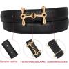 imageEXTREE Gold Buckle Belts for Women Fashion Waist Band Elegant Ladies Belt Gift for WomenIdeal for Dresses JeansBlack Belt Gold Horse Bit Bucklesecond Layer Cowhide