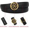 imageEXTREE Gold Buckle Belts for Women Fashion Waist Band Elegant Ladies Belt Gift for WomenIdeal for Dresses JeansBlack Belt Golden Emblem Bucklesecond Layer Cowhide