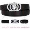 imageEXTREE Gold Buckle Belts for Women Fashion Waist Band Elegant Ladies Belt Gift for WomenIdeal for Dresses JeansBlack Belt Silver Tiger Bucklesecond Layer Cowhide