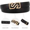 imageEXTREE Gold Buckle Belts for Women Fashion Waist Band Elegant Ladies Belt Gift for WomenIdeal for Dresses JeansBlack Belt With Gold Square Bucklesecond Layer Cowhide