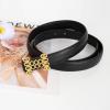 imageEXTREE Gold Buckle Belts for Women Fashion Waist Band Elegant Ladies Belt Gift for WomenIdeal for Dresses JeansBlack Gold Chain Knot Bucklesecond Layer Cowhide