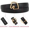 imageEXTREE Gold Buckle Belts for Women Fashion Waist Band Elegant Ladies Belt Gift for WomenIdeal for Dresses JeansBlack Gold Horsehead Bucklesecond Layer Cowhide
