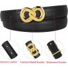 imageEXTREE Gold Buckle Belts for Women Fashion Waist Band Elegant Ladies Belt Gift for WomenIdeal for Dresses JeansGold Doublering Buckle Black Beltsecond Layer Cowhide