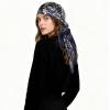 imageEXTREE Luxury Satin Head Scarf 35x35  Silklike Wrap for Women Versatile ShawlSun CoverWrapping Premium Gift for HerNavy Blue Floral Scarf