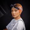 imageEXTREE Luxury Satin Head Scarf 35x35  Silklike Wrap for Women Versatile ShawlSun CoverWrapping Premium Gift for HerPikouhua Orange