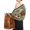 imageEXTREE Scarfs for Women Pashmina Silky Shawl Wrap for Evening Dressing Blanket Open Front Poncho CapeAahmoss Greensaddle Brownflower