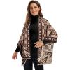 imageEXTREE Scarfs for Women Pashmina Silky Shawl Wrap for Evening Dressing Blanket Open Front Poncho CapeAkfsand Brownsepia