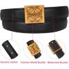 imageEXTREE Vintage Luxe Womens Belt Gold Buckle Design Ideal for Dresses Jeans Gift AccessoryBlack Luxury Engraved Gold Buckle