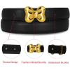 imageEXTREE Vintage Luxe Womens Belt Gold Buckle Design Ideal for Dresses Jeans Gift AccessoryDelicate Yellow Bow