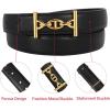imageEXTREE Vintage Luxe Womens Belt Gold Buckle Design Ideal for Dresses Jeans Gift AccessoryGold Clasp Design Black Leather