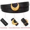 imageEXTREE Vintage Luxe Womens Belt Gold Buckle Design Ideal for Dresses Jeans Gift AccessoryVintage Matte Gold Hornshaped Moon Buckle