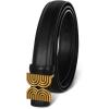 imageEXTREE Womens Premium Leather Belt 24cm Adjustable Buckle for PantsampSkirts Versatile Daily Wear GiftampQuality GuaranteedB001blackgoldgenuine Leather