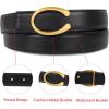imageEXTREE Womens Premium Leather Belt 24cm Adjustable Buckle for PantsampSkirts Versatile Daily Wear GiftampQuality GuaranteedB009blackgoldgenuine Leather