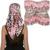 imageEXTREE Luxury Satin Head Scarf 35x35  Silklike Wrap for Women Versatile ShawlSun CoverWrapping Premium Gift for HerBright Pink