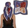 imageEXTREE Luxury Satin Head Scarf 35x35  Silklike Wrap for Women Versatile ShawlSun CoverWrapping Premium Gift for HerDark Navy Blue