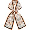 imageEXTREE Satin Scarf Mulberry Silk Printed Head Wrap Hair Band 59 x 57Black and Orange Horseshoe Buckle