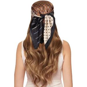imageEXTREE 100 Pure Mulberry Silk Scarf Fashion Hair for Women Scarf Lightweight Square Neckerchief 275 275 inchesBrown Coffee