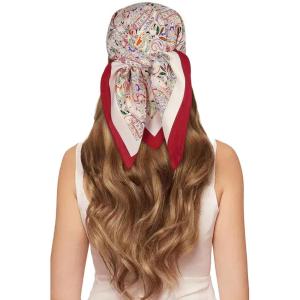 imageEXTREE 100 Pure Mulberry Silk Scarf Fashion Hair for Women Scarf Lightweight Square Neckerchief 275 275 inchesRed Cashews