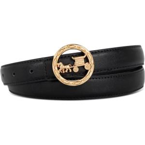 imageEXTREE Gold Buckle Belts for Women Fashion Waist Band Elegant Ladies Belt Gift for WomenIdeal for Dresses JeansBlack Belt Gold Circular Bucklesecond Layer Cowhide