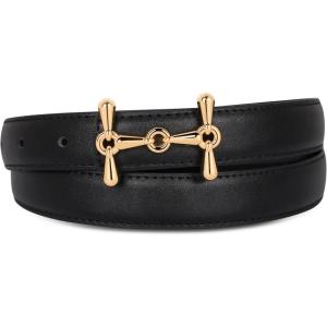 imageEXTREE Gold Buckle Belts for Women Fashion Waist Band Elegant Ladies Belt Gift for WomenIdeal for Dresses JeansBlack Belt Gold Horse Bit Bucklesecond Layer Cowhide