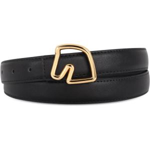 imageEXTREE Gold Buckle Belts for Women Fashion Waist Band Elegant Ladies Belt Gift for WomenIdeal for Dresses JeansBlack Gold Horsehead Bucklesecond Layer Cowhide
