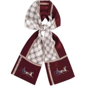 imageEXTREE Satin Scarf Mulberry Silk Printed Head Wrap Hair Band 59 x 57Cherry Red