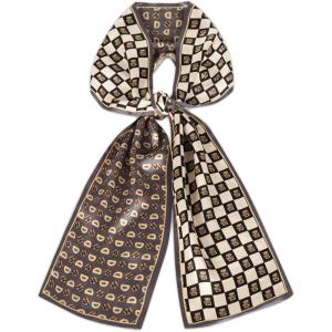 imageEXTREE Satin Scarf Mulberry Silk Printed Head Wrap Hair Band 59 x 57Elegant Chessboard