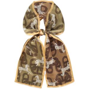 imageEXTREE Satin Scarf Mulberry Silk Printed Head Wrap Hair Band 59 x 57Pony Lock Brown