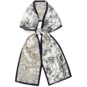 imageEXTREE Satin Scarf Mulberry Silk Printed Head Wrap Hair Band 59 x 57Sketch Sailor Pattern