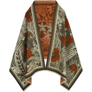 imageEXTREE Scarfs for Women Pashmina Silky Shawl Wrap for Evening Dressing Blanket Open Front Poncho CapeAahmoss Greensaddle Brownflower