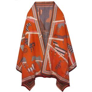 imageEXTREE Scarfs for Women Pashmina Silky Shawl Wrap for Evening Dressing Blanket Open Front Poncho CapeAhoorangehorse