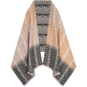 imageEXTREE Scarfs for Women Pashmina Silky Shawl Wrap for Evening Dressing Blanket Open Front Poncho CapeAjyblacksand Brown