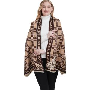 imageEXTREE Scarfs for Women Pashmina Silky Shawl Wrap for Evening Dressing Blanket Open Front Poncho CapeAkfsand Brownsepia