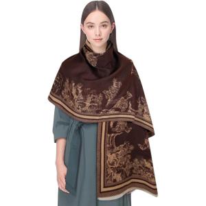 imageEXTREE Scarfs for Women Pashmina Silky Shawl Wrap for Evening Dressing Blanket Open Front Poncho CapeAkhcoconut Brownapricot