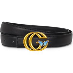 imageEXTREE Vintage Luxe Womens Belt Gold Buckle Design Ideal for Dresses Jeans Gift AccessoryBlack Gold Blue Butterfly