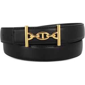 imageEXTREE Vintage Luxe Womens Belt Gold Buckle Design Ideal for Dresses Jeans Gift AccessoryGold Clasp Design Black Leather