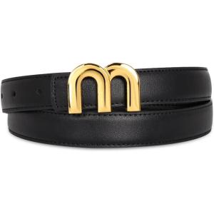 imageEXTREE Womens Premium Leather Belt 24cm Adjustable Buckle for PantsampSkirts Versatile Daily Wear GiftampQuality GuaranteedB011blackgoldmgenuine Leather