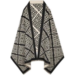 imageEXTREE Womens Scarf Wrap Soft amp Warm Shawl Lightweight SkinFriendly Versatile for All Seasons Holiday Gift IdeaBlack White Geometric Pattern
