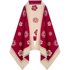 imageEXTREE Womens Scarf Wrap Soft amp Warm Shawl Lightweight SkinFriendly Versatile for All Seasons Holiday Gift IdeaRed Rice Camellia